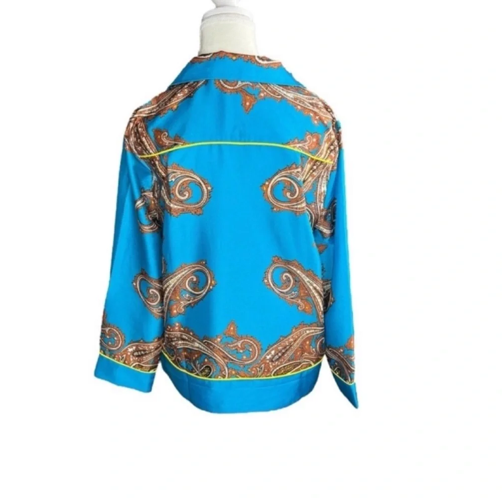 J. CREW Paisley Long Sleeve Button Front Blouse, Size S.
